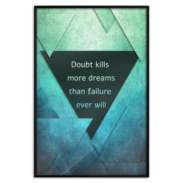 Wall Poster Believe in Dreams - motivational English quote on a background of triangles 114575 additionalImage 24