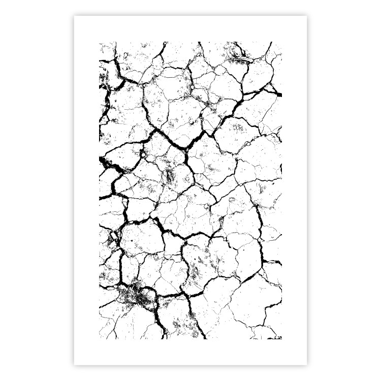 Wall Poster Cracked earth - black and white composition with irregular texture 115075 additionalImage 19