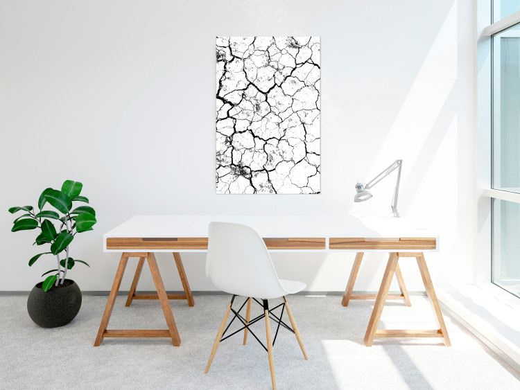 Wall Poster Cracked earth - black and white composition with irregular texture 115075 additionalImage 17