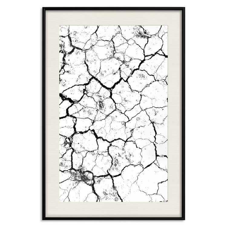 Wall Poster Cracked earth - black and white composition with irregular texture 115075 additionalImage 18