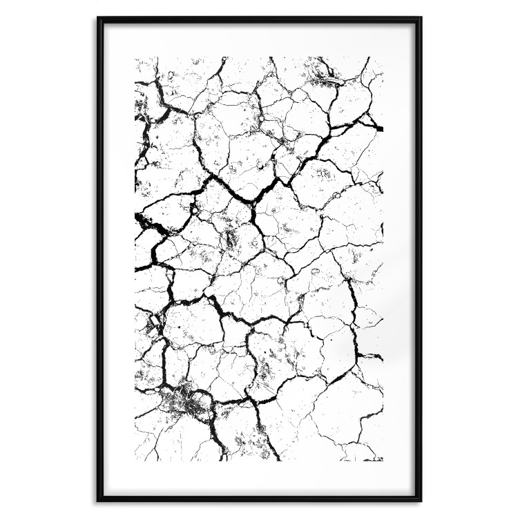 Wall Poster Cracked earth - black and white composition with irregular texture 115075 additionalImage 15