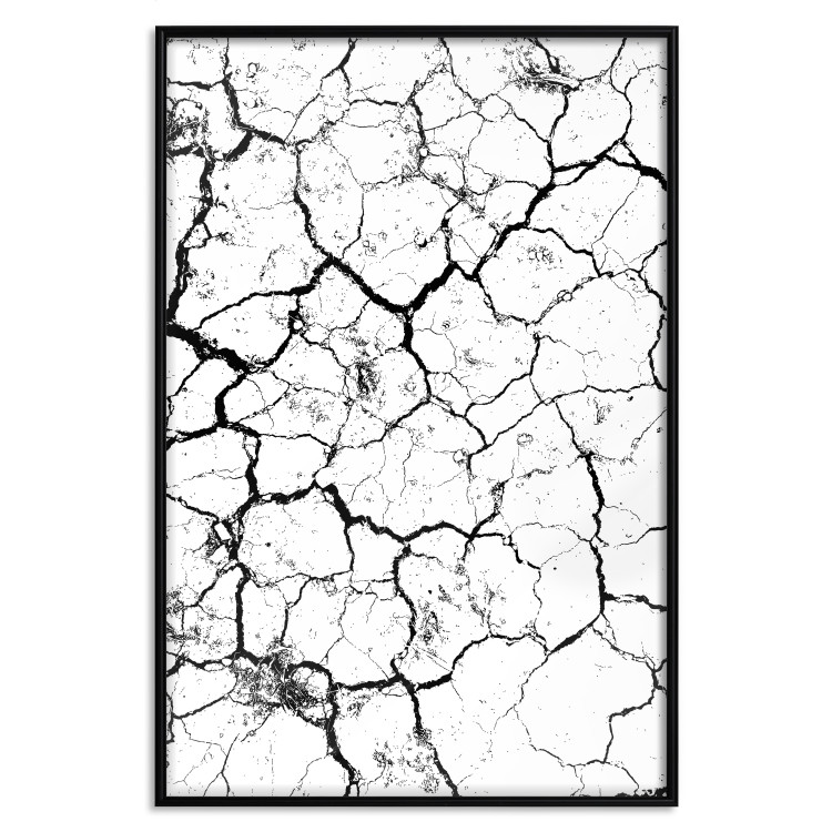 Wall Poster Cracked earth - black and white composition with irregular texture 115075 additionalImage 24