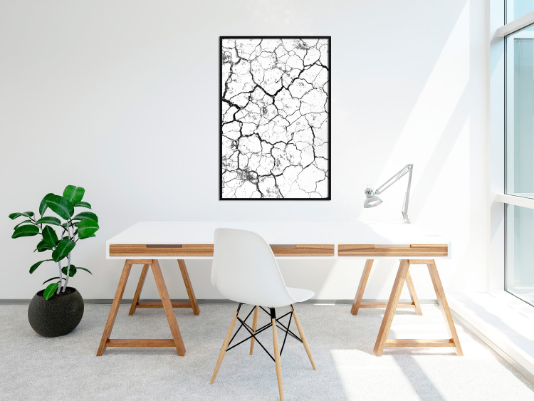 Wall Poster Cracked earth - black and white composition with irregular texture 115075 additionalImage 3