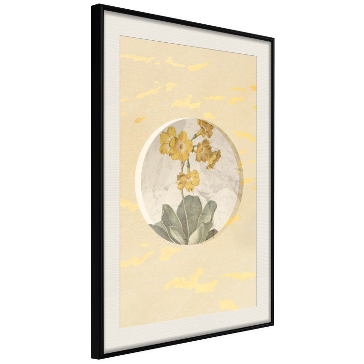 Poster Flower in Circle - plant composition on a background in shades of yellow and gold 116675 additionalImage 3