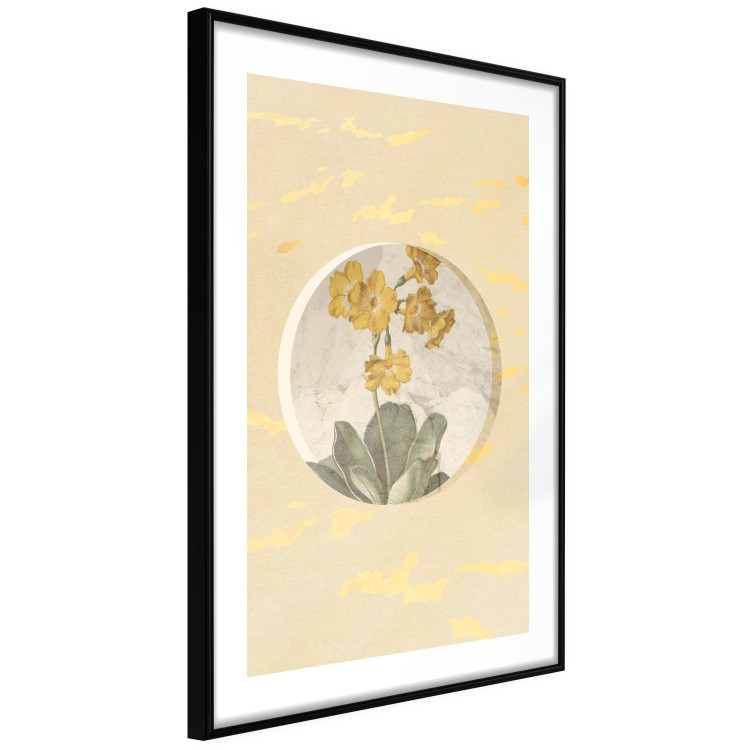 Poster Flower in Circle - plant composition on a background in shades of yellow and gold 116675 additionalImage 11