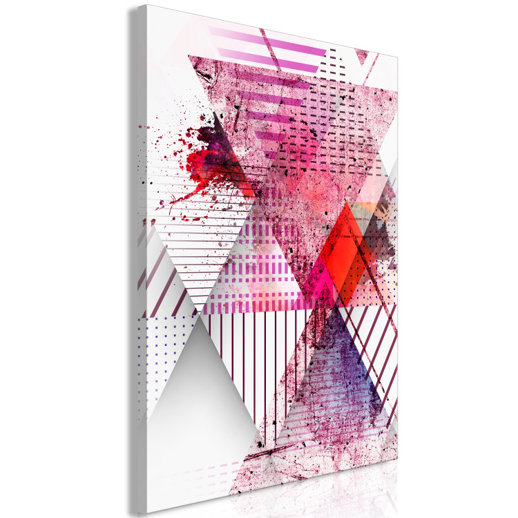 Canvas Art Print Triangular madness - abstract geometry in pink colors 117175 additionalImage 2