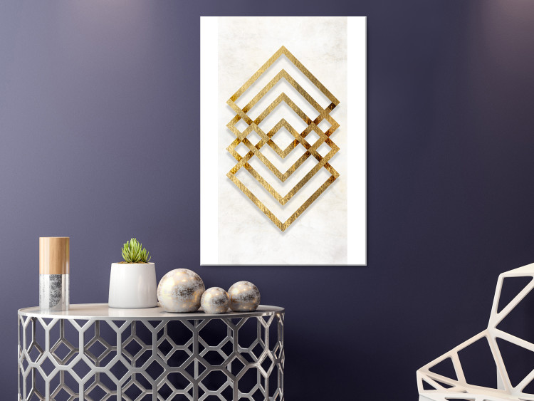 Canvas Art Print Symmetry of Abstraction (1-part) - Geometric Forms in Gold 117275 additionalImage 3