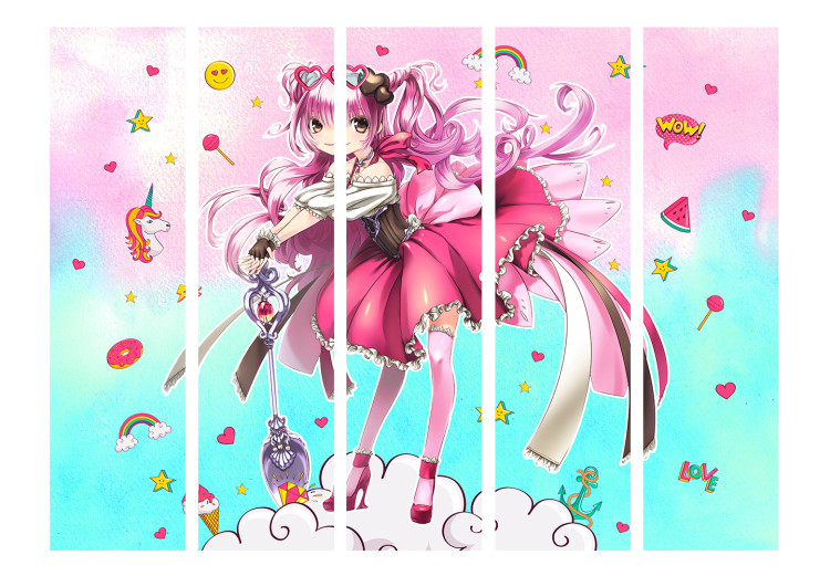 Folding Screen Witch Miko II - fantasy anime character on a colorful background 117375 additionalImage 3