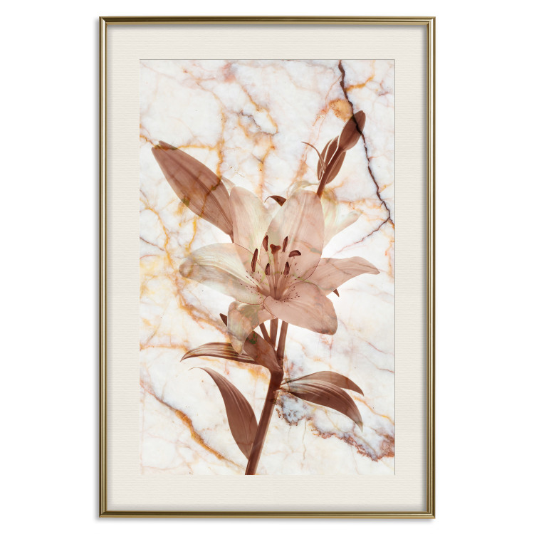 Poster Milan Lily - botanical composition with a flower on a marble background 118275 additionalImage 19