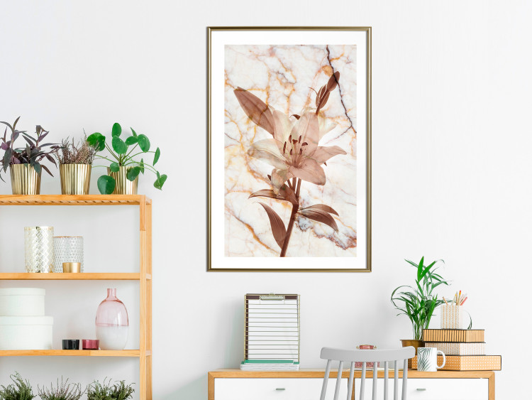 Poster Milan Lily - botanical composition with a flower on a marble background 118275 additionalImage 15