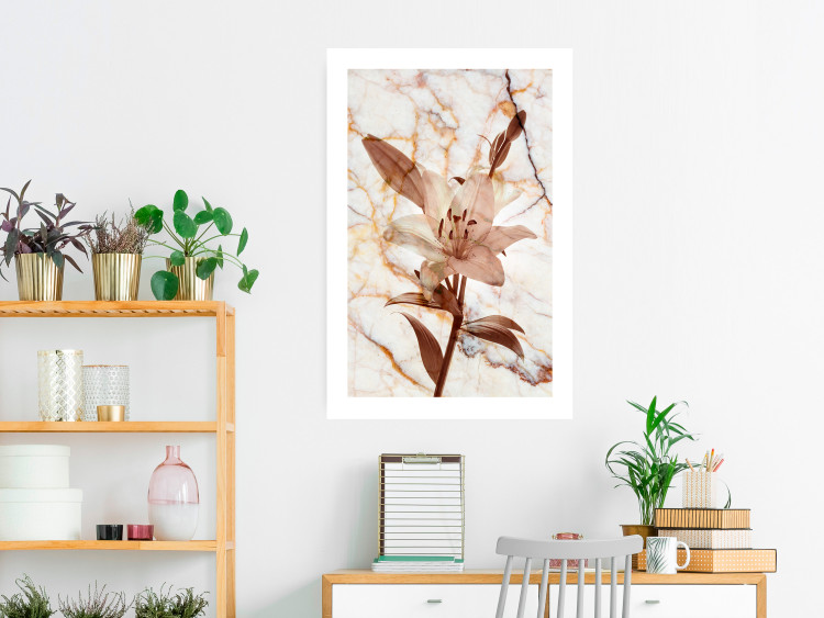 Poster Milan Lily - botanical composition with a flower on a marble background 118275 additionalImage 2