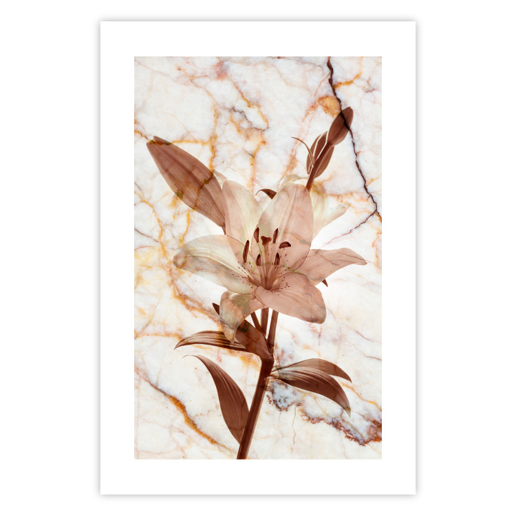 Poster Milan Lily - botanical composition with a flower on a marble background 118275 additionalImage 25