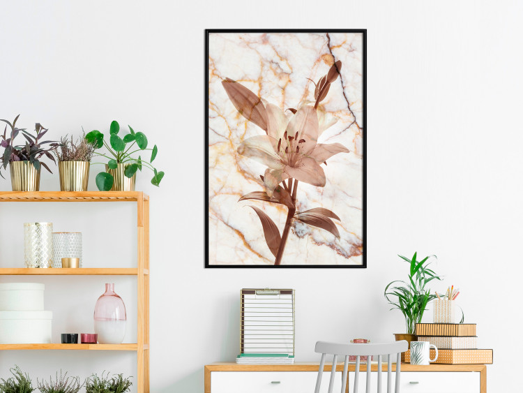 Poster Milan Lily - botanical composition with a flower on a marble background 118275 additionalImage 3