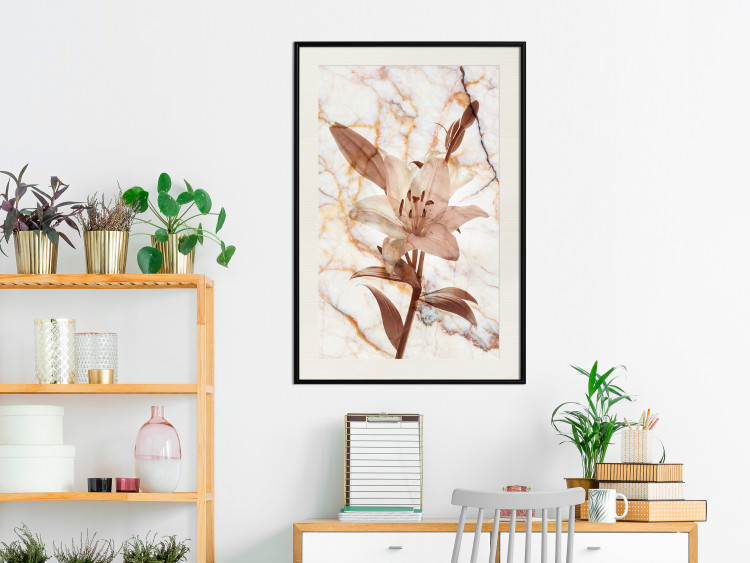 Poster Milan Lily - botanical composition with a flower on a marble background 118275 additionalImage 22
