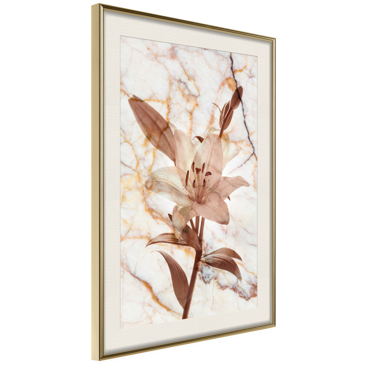 Poster Milan Lily - botanical composition with a flower on a marble background 118275 additionalImage 2