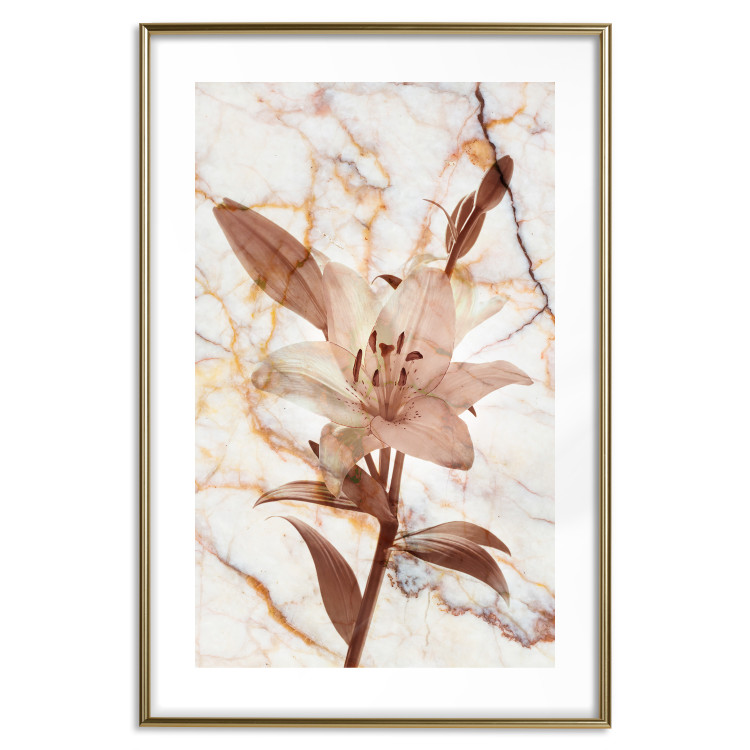 Poster Milan Lily - botanical composition with a flower on a marble background 118275 additionalImage 14