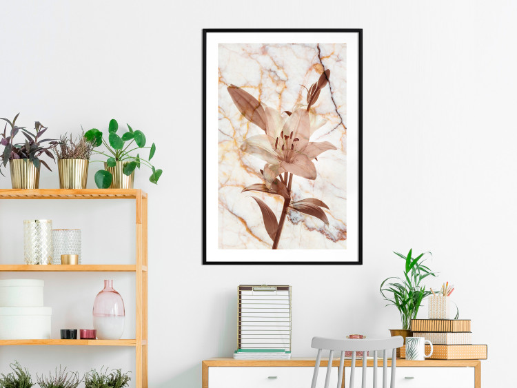 Poster Milan Lily - botanical composition with a flower on a marble background 118275 additionalImage 4
