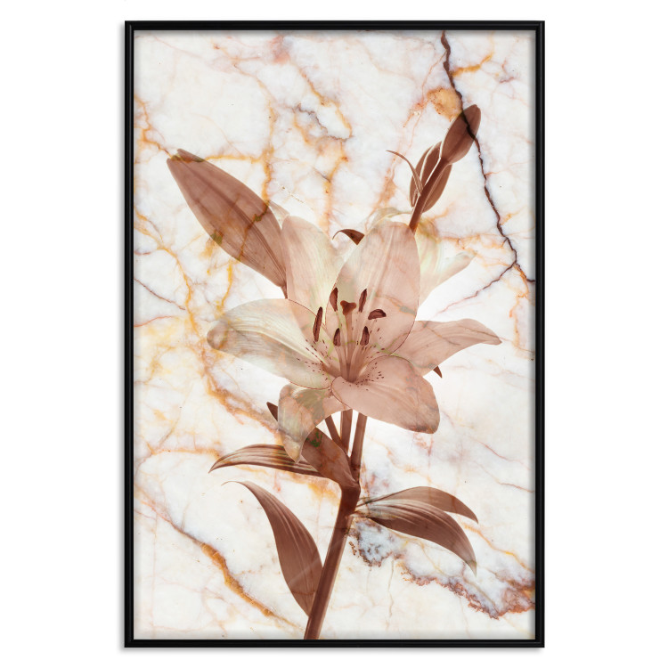Poster Milan Lily - botanical composition with a flower on a marble background 118275 additionalImage 24