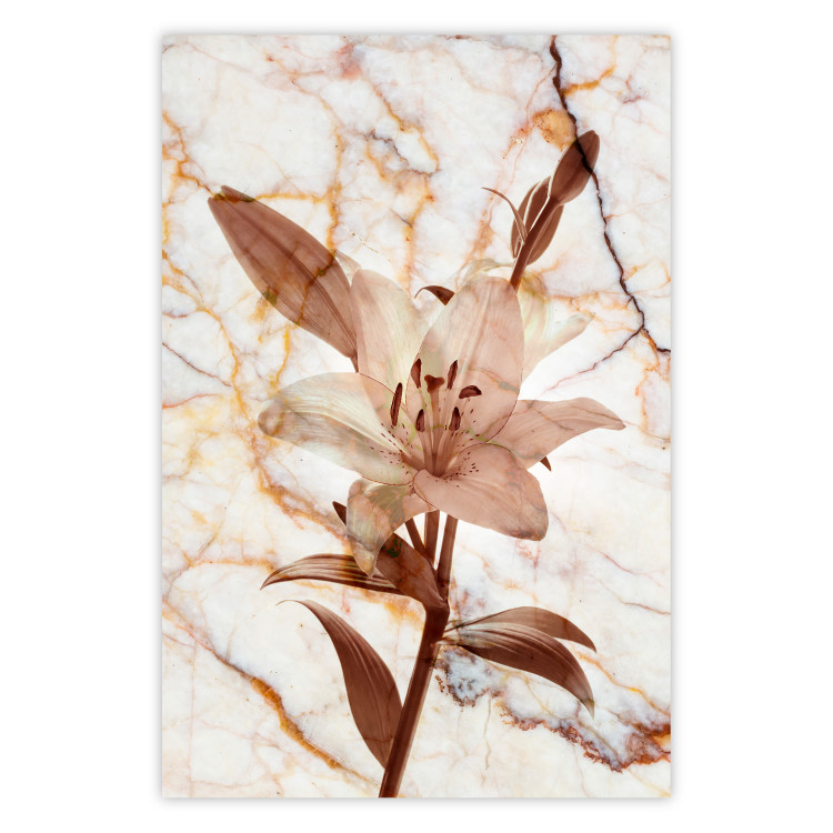 Poster Milan Lily - botanical composition with a flower on a marble background 118275