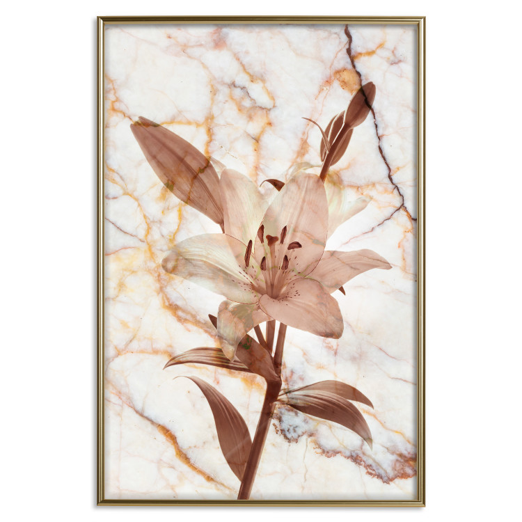 Poster Milan Lily - botanical composition with a flower on a marble background 118275 additionalImage 20