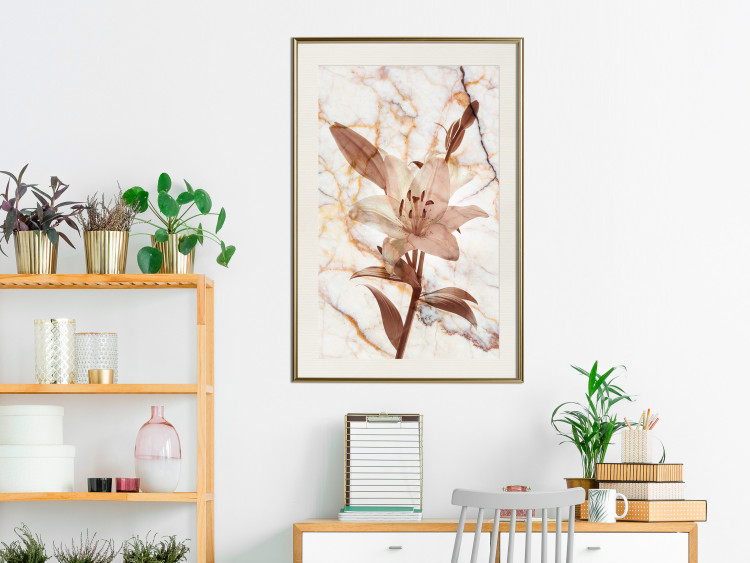 Poster Milan Lily - botanical composition with a flower on a marble background 118275 additionalImage 21