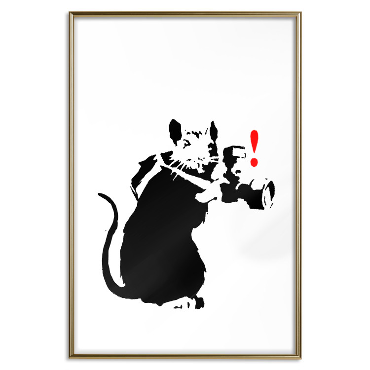 Poster Rat Photographer - black and white Banksy-style graffiti with an animal 118775 additionalImage 20