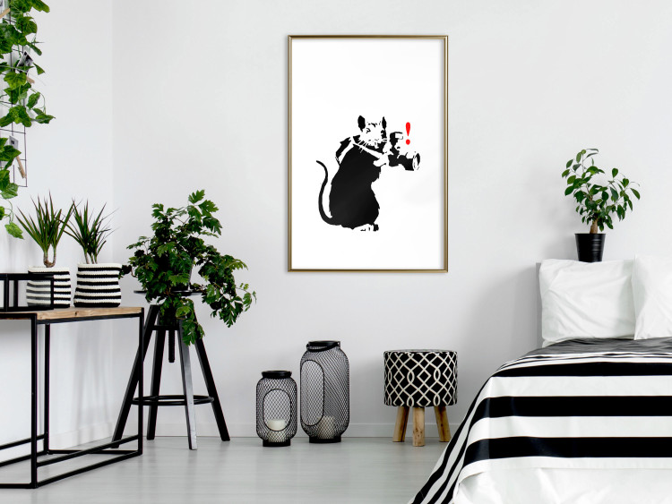 Poster Rat Photographer - black and white Banksy-style graffiti with an animal 118775 additionalImage 15