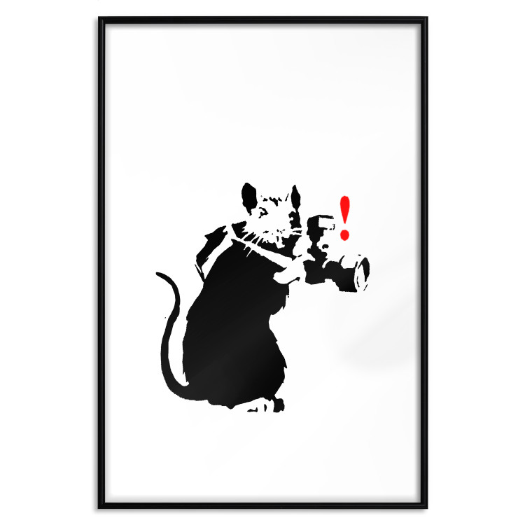 Poster Rat Photographer - black and white Banksy-style graffiti with an animal 118775 additionalImage 17