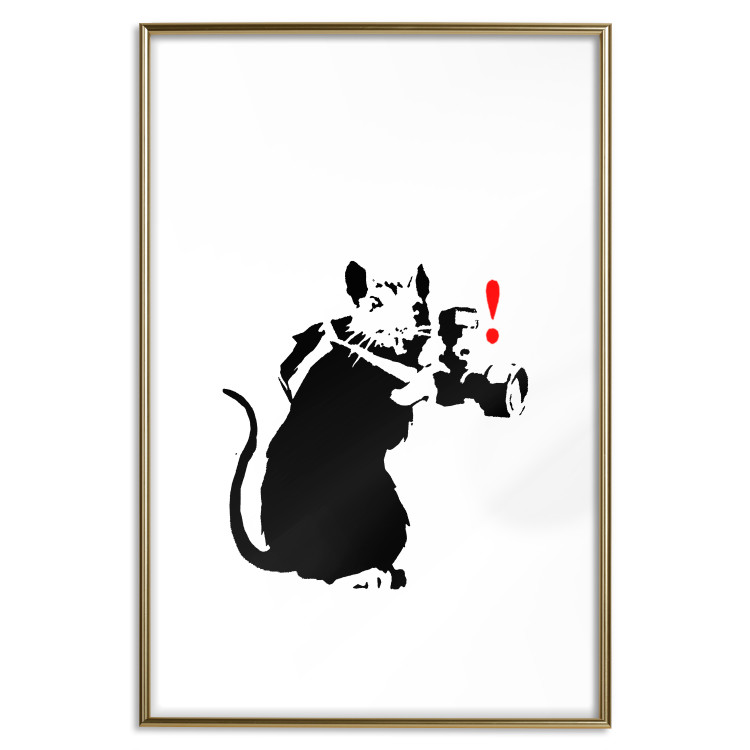 Poster Rat Photographer - black and white Banksy-style graffiti with an animal 118775 additionalImage 16