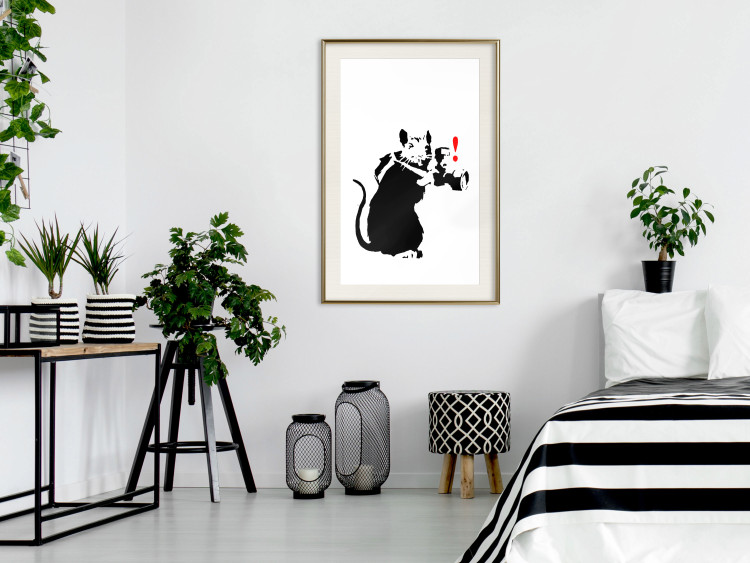 Poster Rat Photographer - black and white Banksy-style graffiti with an animal 118775 additionalImage 21