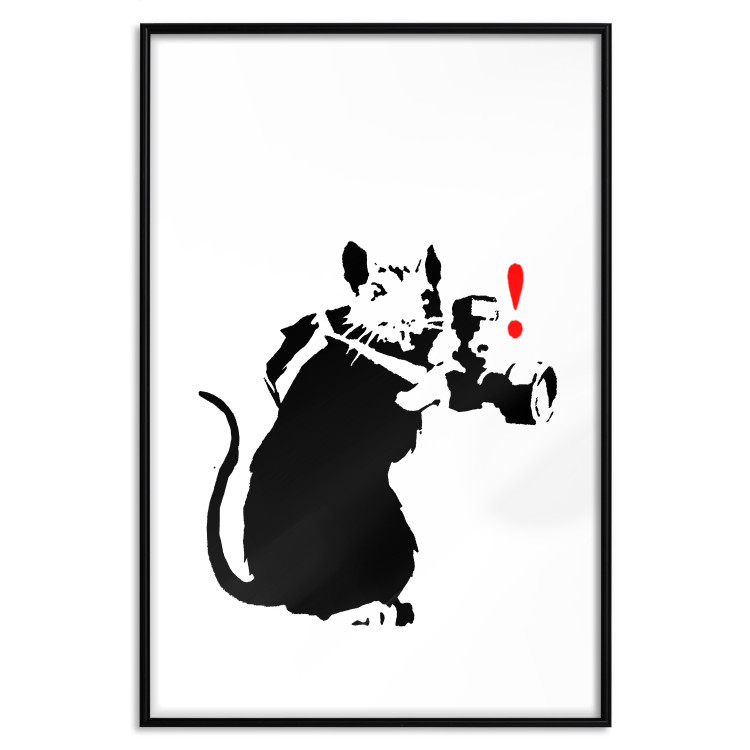 Poster Rat Photographer - black and white Banksy-style graffiti with an animal 118775 additionalImage 24