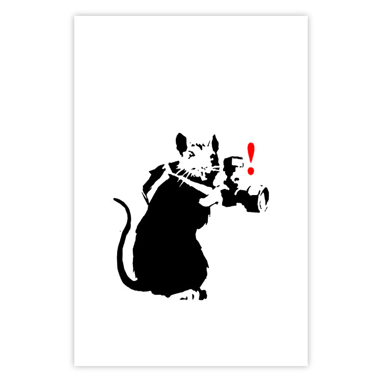 Poster Rat Photographer - black and white Banksy-style graffiti with an animal 118775 additionalImage 25