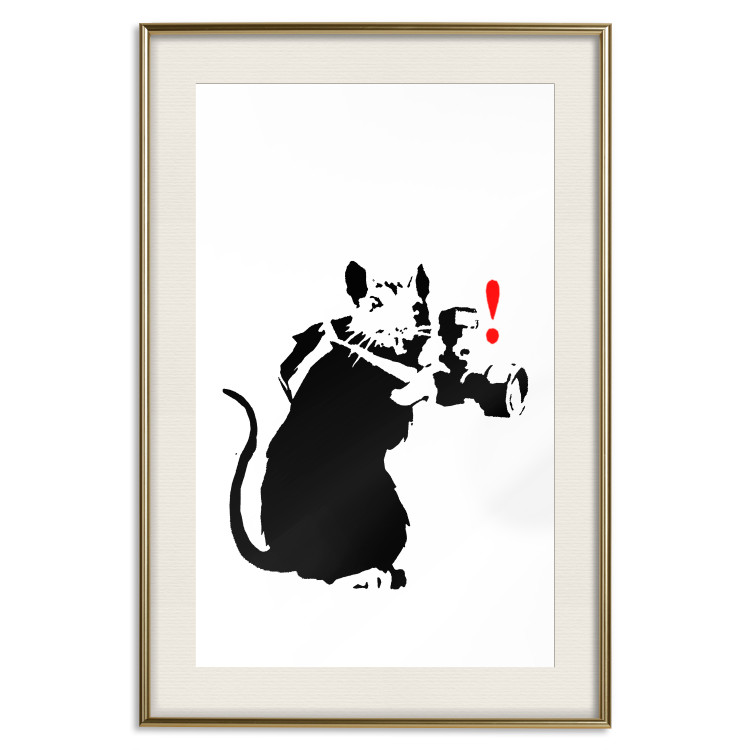 Poster Rat Photographer - black and white Banksy-style graffiti with an animal 118775 additionalImage 19