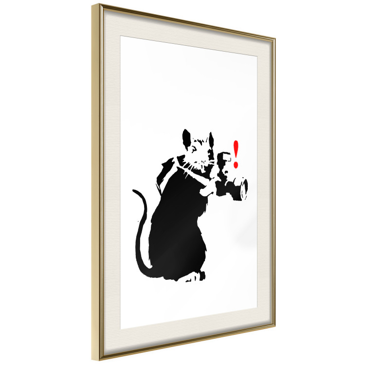 Poster Rat Photographer - black and white Banksy-style graffiti with an animal 118775 additionalImage 2