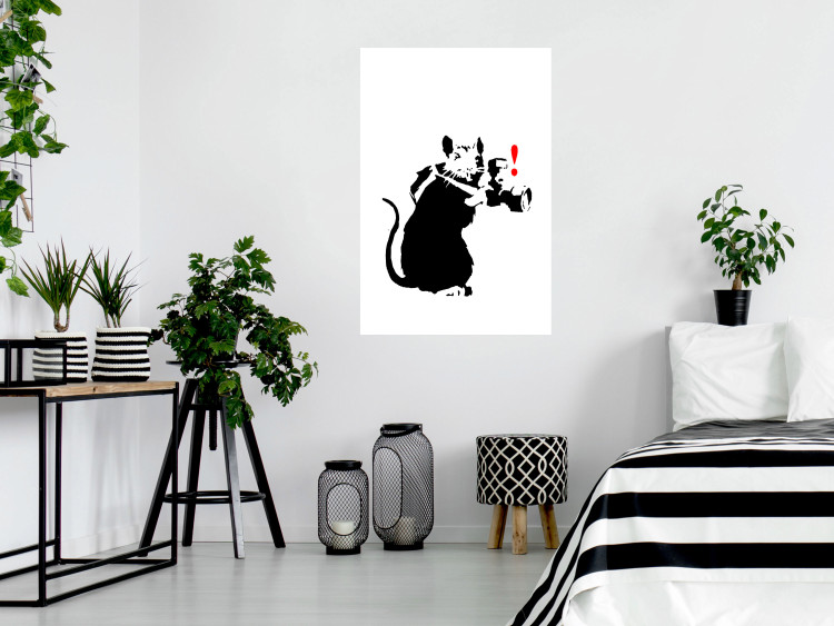 Poster Rat Photographer - black and white Banksy-style graffiti with an animal 118775 additionalImage 17