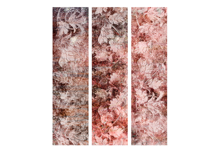 Folding Screen Coral Bouquet - texture of flowers and ornaments on a red background 122975 additionalImage 3