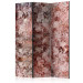 Folding Screen Coral Bouquet - texture of flowers and ornaments on a red background 122975