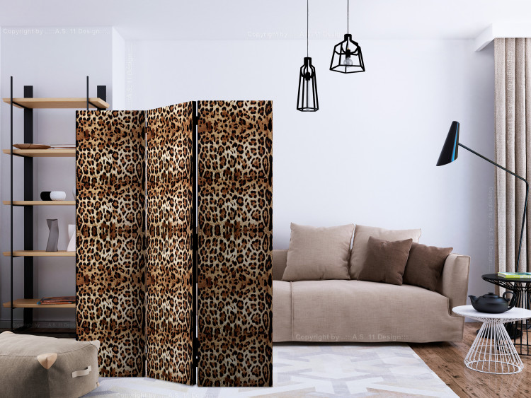 Room Divider Screen Animal Pattern (3-piece) - pattern resembling a panther's fur 124075 additionalImage 4