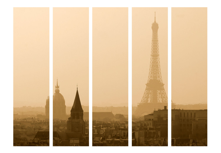 Room Divider Screen Paris at Dawn II (5-piece) - Eiffel Tower in warm colors 124175 additionalImage 3