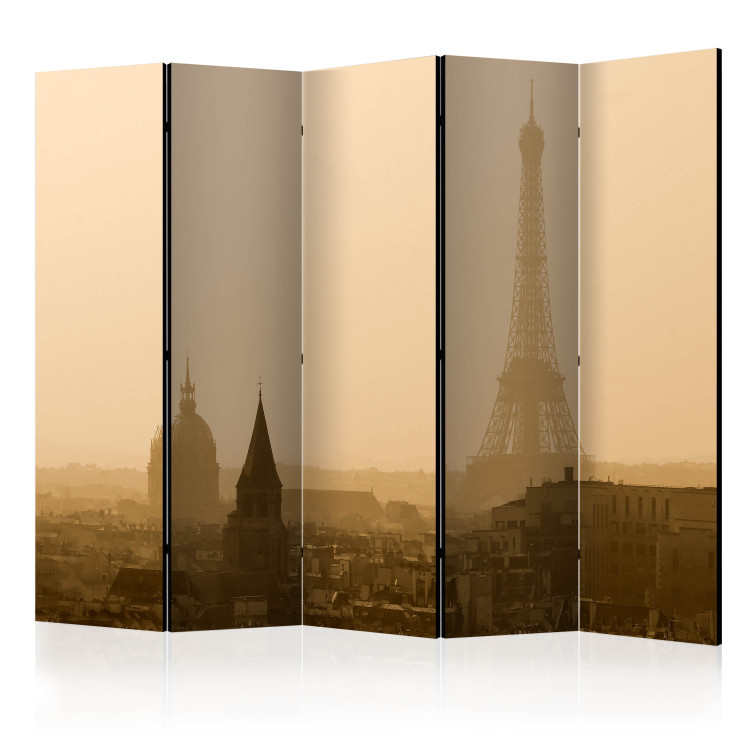 Room Divider Screen Paris at Dawn II (5-piece) - Eiffel Tower in warm colors 124175