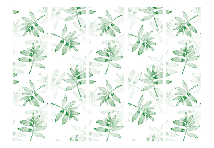 Room Divider Watercolor Branches II (5-piece) - tropical leaves on a light background 124275 additionalImage 3