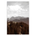 Wall Poster Landscape - valley landscape with dense forest against mountains and cloudy sky 124475