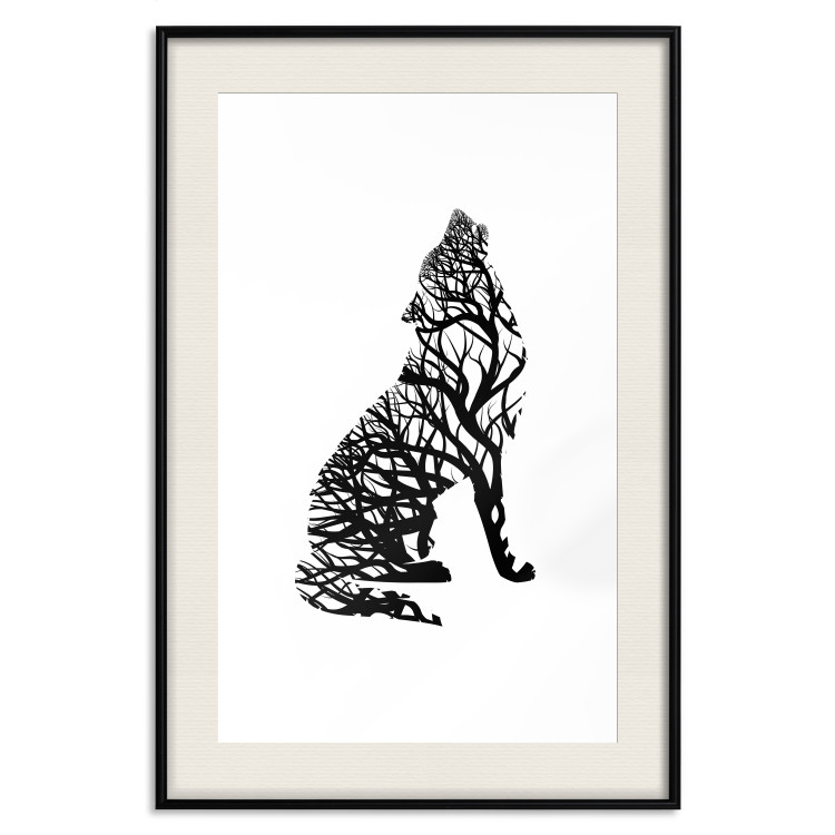 Wall Poster Wolf's Trail - abstract trees in the template of a wolf on a white background 126675 additionalImage 19