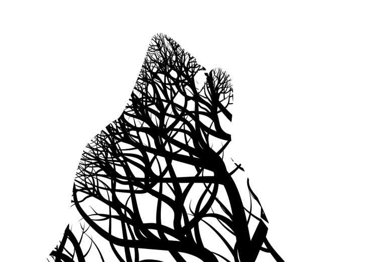Wall Poster Wolf's Trail - abstract trees in the template of a wolf on a white background 126675 additionalImage 10
