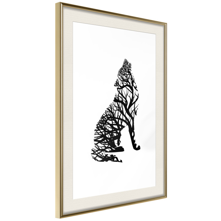 Wall Poster Wolf's Trail - abstract trees in the template of a wolf on a white background 126675 additionalImage 3