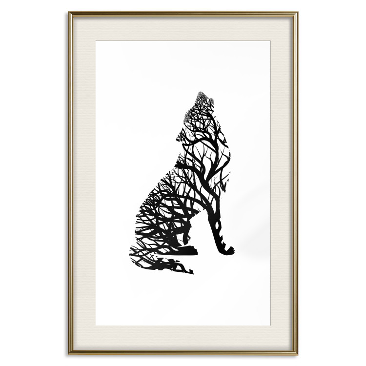 Wall Poster Wolf's Trail - abstract trees in the template of a wolf on a white background 126675 additionalImage 20