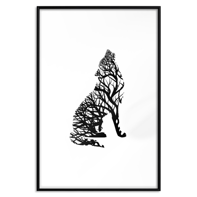 Wall Poster Wolf's Trail - abstract trees in the template of a wolf on a white background 126675 additionalImage 15
