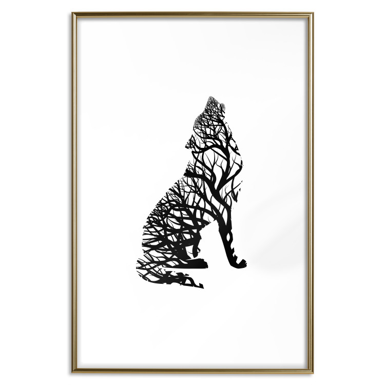 Wall Poster Wolf's Trail - abstract trees in the template of a wolf on a white background 126675 additionalImage 14