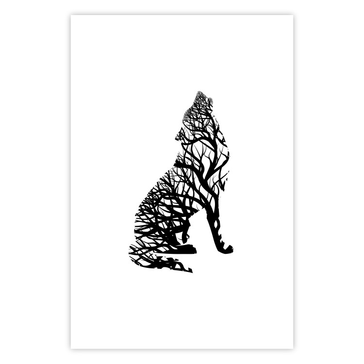Wall Poster Wolf's Trail - abstract trees in the template of a wolf on a white background 126675 additionalImage 25
