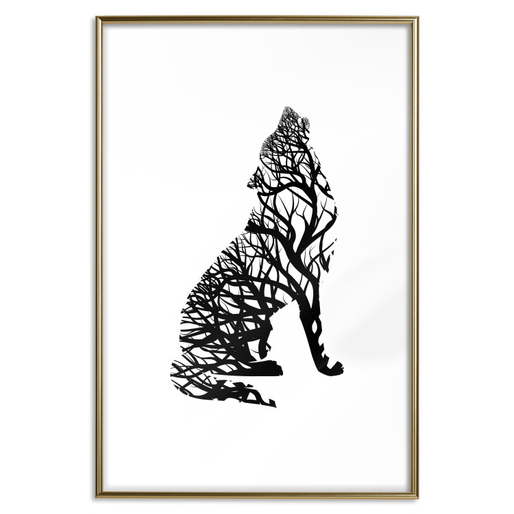 Wall Poster Wolf's Trail - abstract trees in the template of a wolf on a white background 126675 additionalImage 21